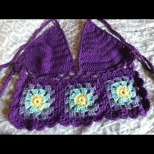 Custom hand knit crop top/bralette